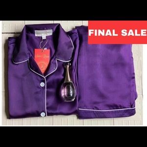 Women 100% Silk eggplant Pajama Set